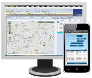 Scheduling Manager software on monitor and SM-Mobile app software on mobile phone